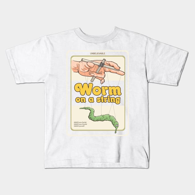 Worm on a string Kids T-Shirt by felipeoferreira